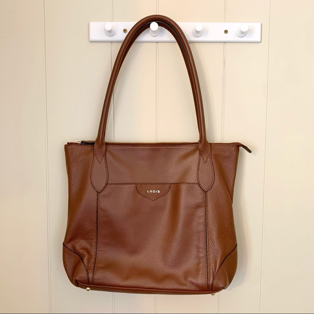 Lodis Brown Leather Tote Bag